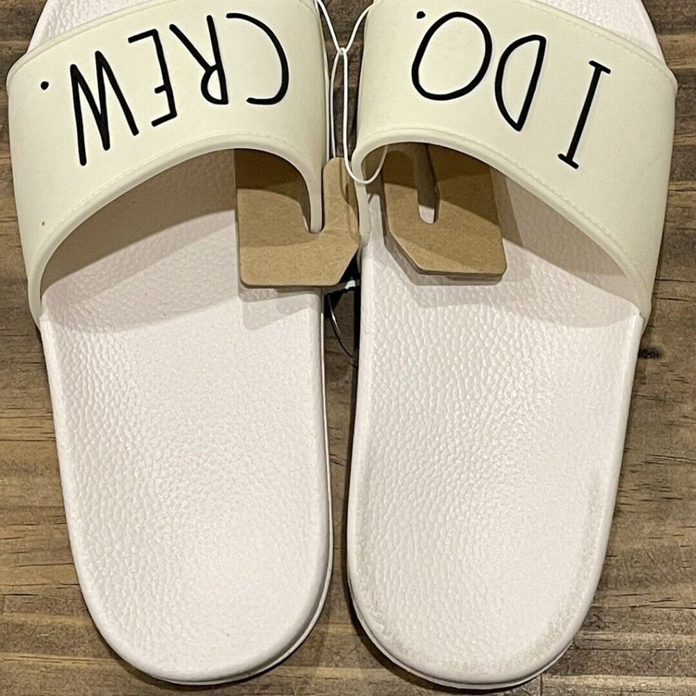 💍Size 8 Rae Dunn Women's Slides "I Do Crew" Bridesmaid Wedding Sandals